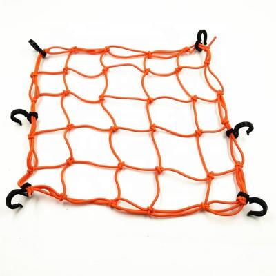 China Exterior is PP; interior is latex rubber bike or motorcycle adjustable hooks rope luggage bungee cargo net for sale