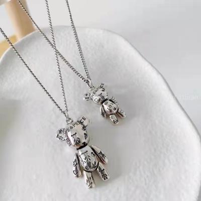 China Wholesale Custom Stainless Steel TRENDY Bearbrick 18k Handsome Teddy Bear Pendant Necklace for sale