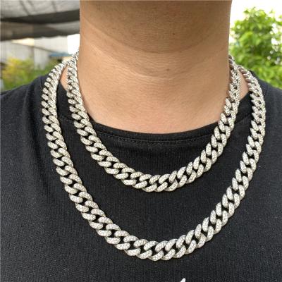 China CLASSIC Hip Hop Iced Out Rhinestone Miami Full Restriction Chain CZ Bling Paved Cuban Hitter Chain Necklaces For Men for sale