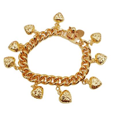 China Wholesale FASHIONABLE 24k Gold Plated Vacuum Chain M Shaped Heart Electroplating Pendant Bracelet for sale