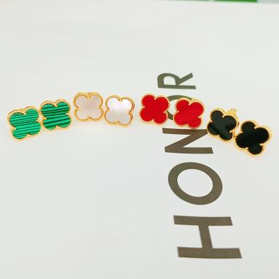 China FASHIONABLE Hot Selling Women's Four Leaf Clover Gold Plated Earrings High Quality Stud Earrings Girls for sale