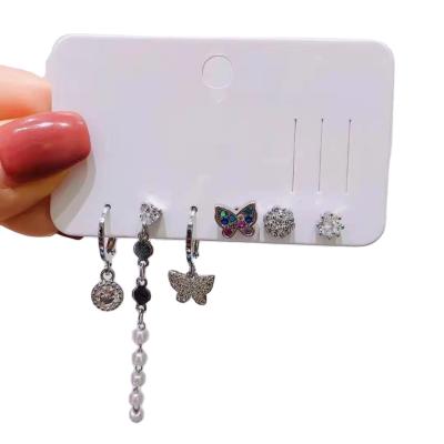 China The feeling door micro diamond is FASHIONABLE Korean design inlaid animal butterfly eye combination earring exquisite for sale