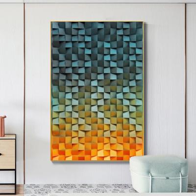 China Handmade Art Decor JZ Hall Decoration Large Abstract Geometric Mosaic Panel 3D Wood Carved Wall Art for sale