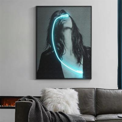 China Wall Decor JZ Home Decor Wall Decorative Light Portrait Picture Illuminated Poster Artwork Print Led Canvas Painting for sale