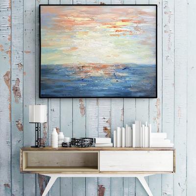 China JZ Entrance Hall Decoration 3D Texture Canvas Artwork Poster CLASSIC Hand Painted Oil Painting Abstract Seascape Decor for sale