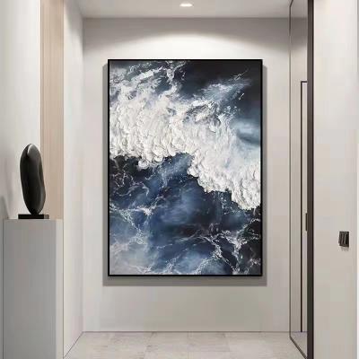 China Wall Decor JZ Morden 3D Artwork Living Room Decoration Hand Painted Abstract Seascape Canvas Oil Painting Wall Picture for sale