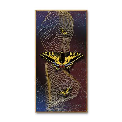 China Modern Wall Decor JZ Living Room Decor Crystal Porcelain Wall Art Uv Printing Butterfly Painting for sale