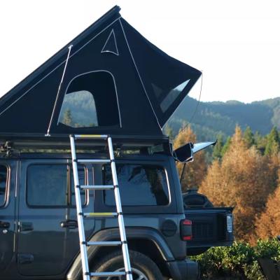 China Straight Brace Type 2021 New Aluminum Frame Canvas Roof Top Tent In Camping for sale