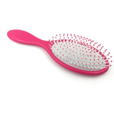 China Beautiful Pink Nylon Cushion Pins Ball Tilted Hair Scalp Massage Cushion Brush Detangling Hair for sale