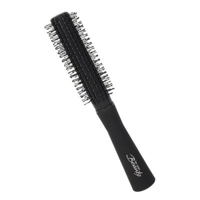 China Quality Hair Bristle Round Black Nylon Ball Tilted Plastic Round Hair Brush For Wavy Hair for sale