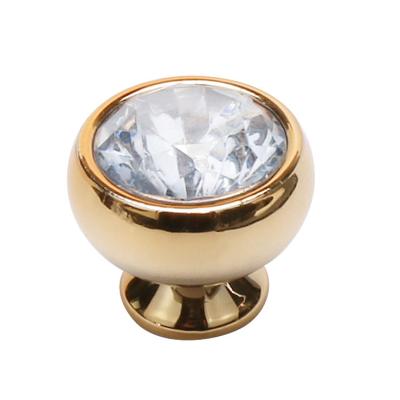 China Modern Crystal Glass Round Knob Door Pulls Furniture Acrylic Round Knob Gold Plastic Cabinet Handles for sale