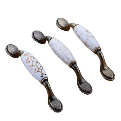 China Luxury Industrial Ceramic Decorative Furniture Kitchen Cupboard Handle Hardware Accessories Pulls for sale