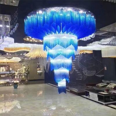 China Modern Ocean Style Decoration Blue Handmade Glass Blown Glass Chandelier Custom Shaped for sale