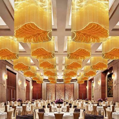 China Modern High Quality Crystal Shaped Decorative Glass Ceiling Chandelier Banquet Hall Hotel Custom Ceiling Lamp for sale