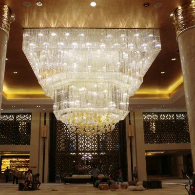 China Modern Contemporary Egyptian Crystal Foyer Lobby Decorated With Custom Made Crystal Chandeliers for sale