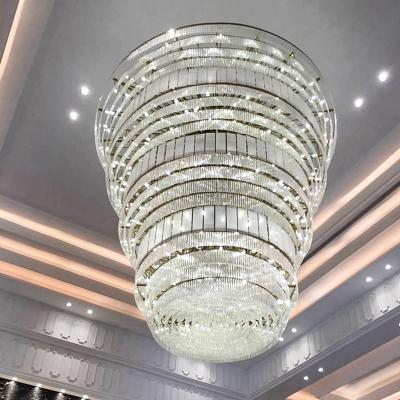 China Modern Hotel Lobby Personalized Decoration Luxury Cake Shaped Custom Crystal Chandelier Ceiling Light for sale