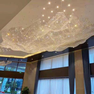 China Modern Hotel Lobby Ceiling Decoration Crystal Woven Cloud Chandelier Custom Lamps for sale