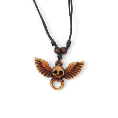 China 2022 Customized Handmade Resin Leather Wax Rope For Men Women Imitated Bull Bone DIY Skeleton Pendant Necklace for sale