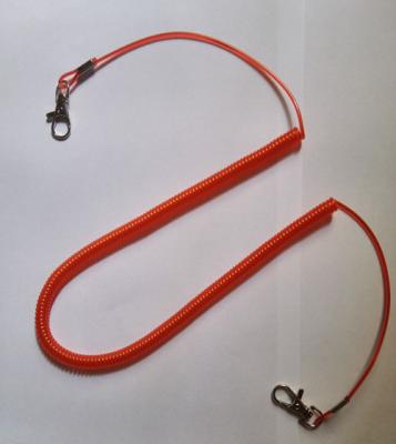 China Personal red retractable tool tether flexible wire safety strong rod leash w/clasp hookes for sale