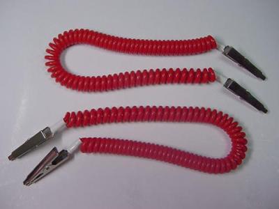 China Dental patient napkin bib wowel holders metal clips&flexible coil lanyard tether red color for sale