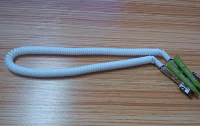 China Medical dental bib clip flexible plastic spring coil chain with crocodile clip white color for sale