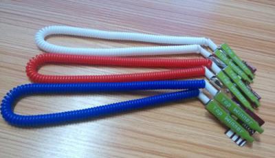 China Non-slip coiled colorful lanyard tethers with stainless steel clip for dental promotion for sale