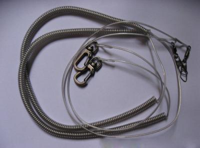 China Top quality stainless wire reinforced coil lanyard translcuent gray tackle spiral cord 8M for sale