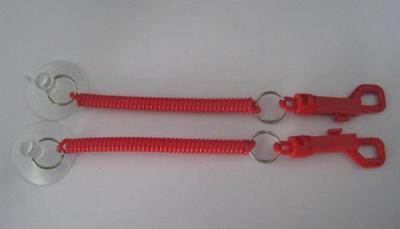 China Solid Red Trigger Snap Key Holder with Sucker Economical Spiral Key Ring Retainers for sale