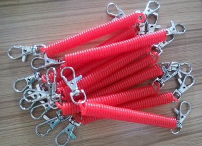 China Custom Rose Color 2.5x12x120mm Plastic Spring Key Coil w/Trigger Hooks on Both Ends for sale