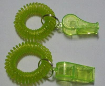 China Customer OEM Transparent Green Safety Wrist Whistle Coil Key Holder for sale