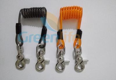 China High Quality Short Coiled Tool Lanyard w/Heavy Duty Snap Hooks Steel/Plastic Coard Inside Available for sale