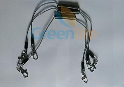 China Stainless Steel Spiral Lanyard Plastic Coated with Alloy Trigger Snaps Transparent Clear Color for sale