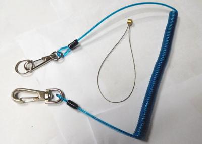 China Retractable Custom3.0MM Line Dia Blue Tool Safety Lanyard with Swivel Hooks for sale