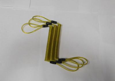 China Transparent Yellow Polyurethane Tubing Coiled Lanyard Straps w/Cord Loops for sale