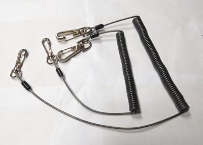 China Double Triggers Retracted Plastic Coil Tool Lanyard w/Custom Long Straight Tail for sale