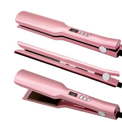 China Custom High Quality Professional Hotel LCD Display Wide Flat Irons Salon Grade Titanium Hair Straightener for sale