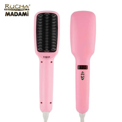 China Commercial Electric Ceramic Hair Straightener Brush Ionic Hair Straightening Comb for sale