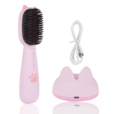 China Hair Straightener Brush & Hot Selling OEM Mini Beard Comb Cordless Hair Brush Straightener Cordless Hair Straightener Brush for sale