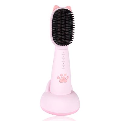 China Lovely New Design Cordless Rechargeable Mini Hair Brush Quick Hair Straightening Hair Straightening for sale