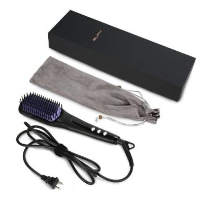 China 2021 Customized Double Ionic Electric Hair Straightener Brush Comb Hair Straightener for sale