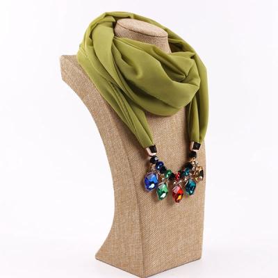 China Wholesale Jewelry Scarf RM11 2017 Charming Solid Color Chiffon Women Infinity Jewelry Dangling Scarf for sale