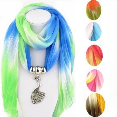 China Fashion new arrival hot sale wholesale pendant scarf with jewelry scarf with murano glass pendant for sale