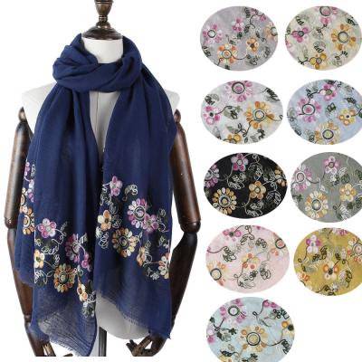 China Long Latest Muslim Women Scarves 2018 Embroidery Scarf for sale