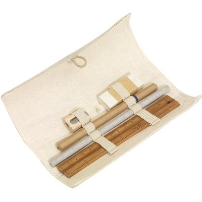 China Canvas Colored Pencil Case Roll Up/Stationery Set With Pencils Customized Size for sale