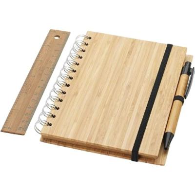 China Hardcover Bamboo Notebook with Bamboo Ruler for sale