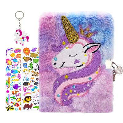 China Hot-selling Fantasy Cartoon Plush Notebooks For Girls Soft Diary Notebook Unicorn Plush Notebook for sale