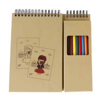 China Eco-friendly Paper Coloring Set With Notepad Pencil 10pcs for sale