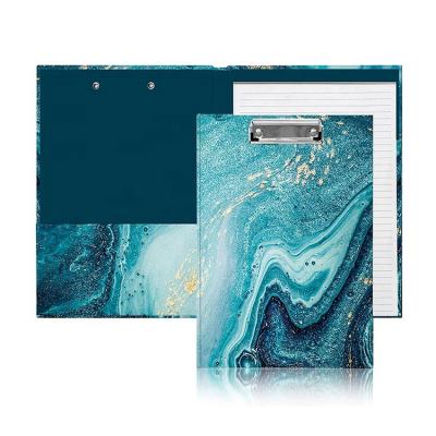 China Custom Marble Clipboard Paper Folio with Refillable Lined Notepad and Storage Pocket Inner Folder for School Office for sale