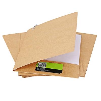 China A4 Stationery 2Pockets Paper File Folder Brown Office Document Holder Project File Presentation Folder Office School Wrapping Paper for sale