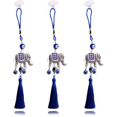 China Decorate the new model for 2020 is the elephant with the blue diamond with the suction cup and the Turkish style blue eyes car pendant for sale